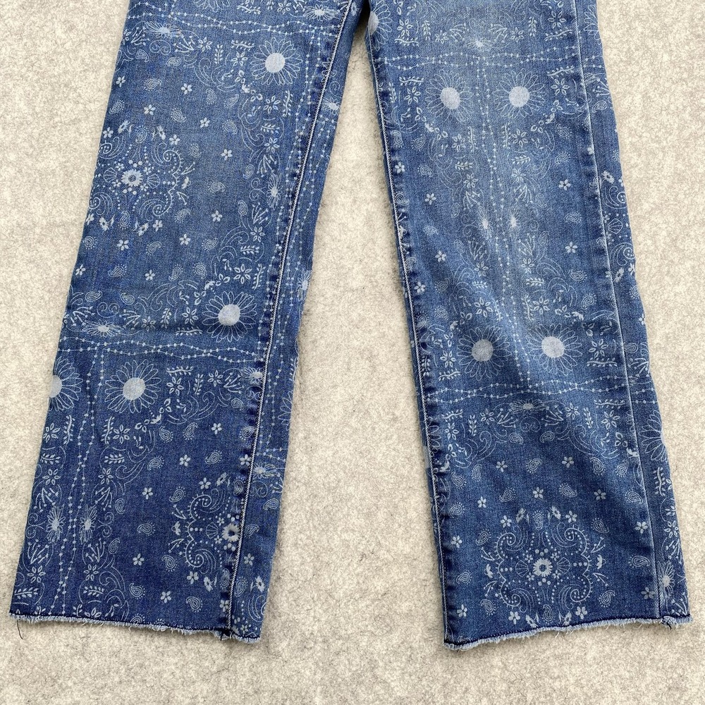 Levi Strauss Signature Wide Leg Jeans Girls 10 23x24 Blue Paisley Print Stretch - Picture 10 of 14